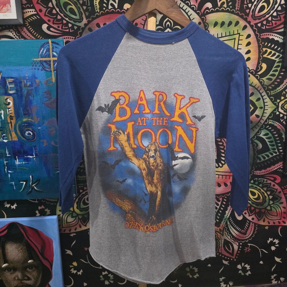 Rare Vintage 80s Ozzy Osbourne Bark At The Moon World Tour Raglan Shirt M